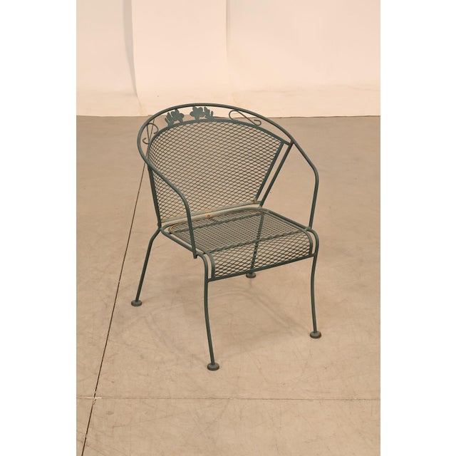 Wrought Iron Vintage Round Patio Table And Four Chairs Set For Sale - Image 17 of 18