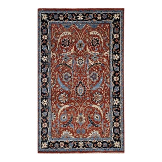 9x12 Rustic Oriental Red Traditional Floral Hand Knotted Wool Carpet Rug For Sale