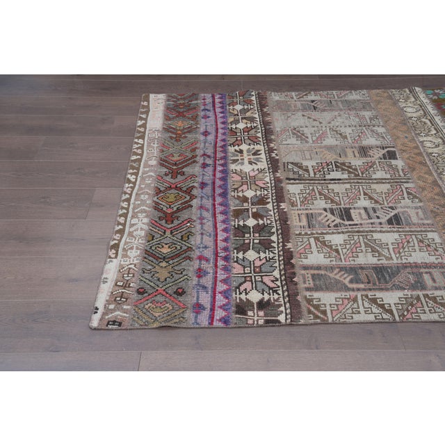 1970s 1970 Vintage Turkish Patchwork Rug - Handwoven Tribal Anatolian Carpet For Sale - Image 5 of 9