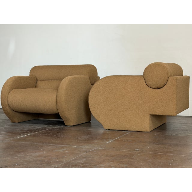 Textile Vintage 1980's Attributed to Vladimir Kagan Arriviste Roll Back Lounge Chairs For Sale - Image 7 of 14