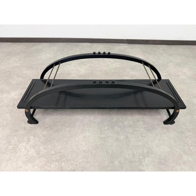 Postmodern Postmodern Arched Centerpiece Shelf in Black Wood, 1940s For Sale - Image 3 of 9