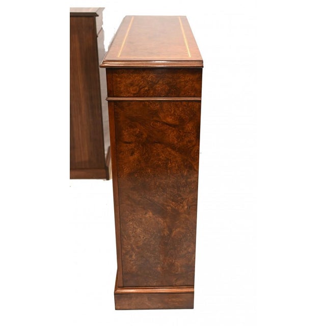 Gorgeous single English Sheraton style low openfront bookcases hand crafted from walnut Hand crafted in England to...