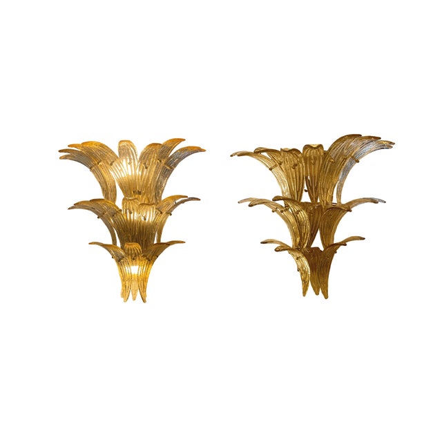 Golden Wall Lights from Barovier & Toso, 1960s, Set of 2 For Sale - Image 6 of 6