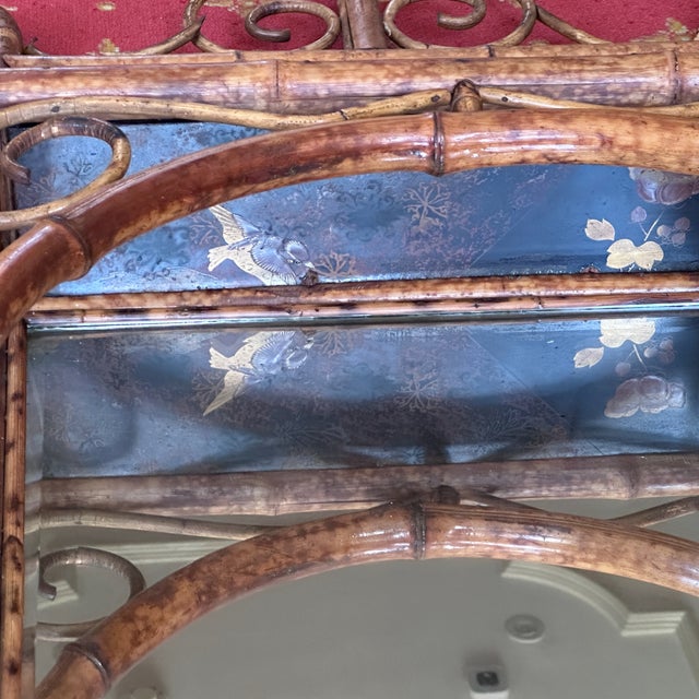 Wood 19th Century English Bamboo Mirror With Shelves For Sale - Image 7 of 8
