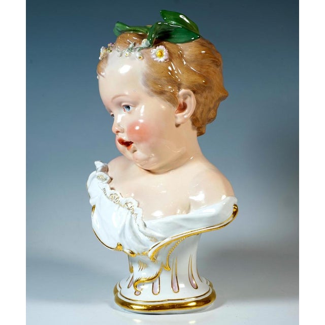 Meissen Child Bust Spring from a Series of the 4 Seasons by H. Schwabe, 1880 For Sale - Image 4 of 7