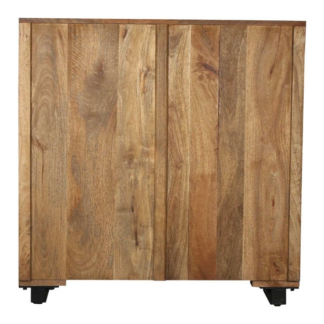 Wood 1990s Farmhouse Style Distressed Gray 2-Door Carved Wood Cabinet For Sale - Image 7 of 7