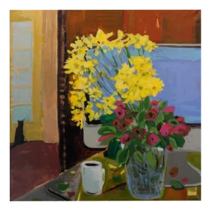 Monika Rossa, Still Life with Flowers, Oil on Canvas