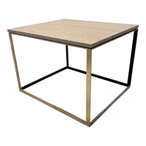 Mitchell Gold + Bob Williams Travertine and Brass / Bronze Side Table
