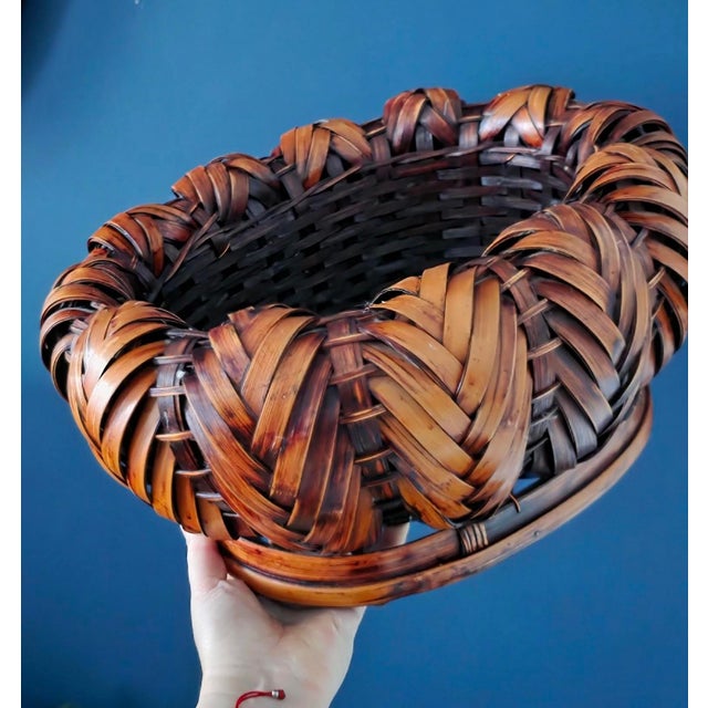 Antique Japanese Ikebana Bamboo Basket For Sale - Image 4 of 17
