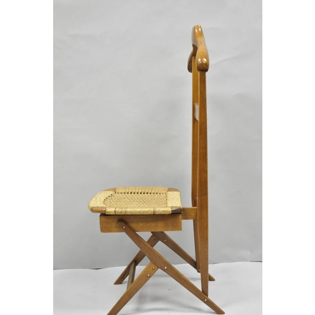 Vintage Mid Century Italian Style Modern Beech Wood Clothing Valet Chair Seat, B For Sale - Image 15 of 18