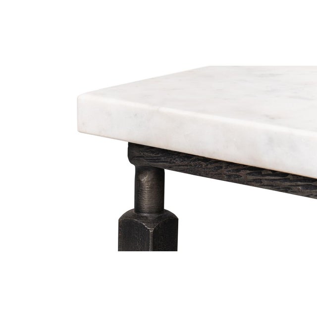 Metal Square Minimalist Marble Top Coffee Table For Sale - Image 7 of 10