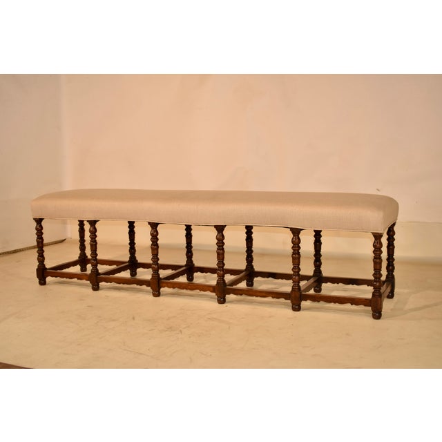 19th Century French Long Upholstered Bench For Sale - Image 4 of 7
