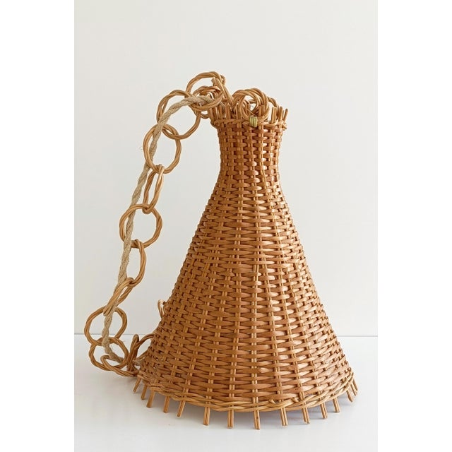 Mid-Century Modern Mid-Century Wicker Pendant Lamp, 1950s For Sale - Image 3 of 12