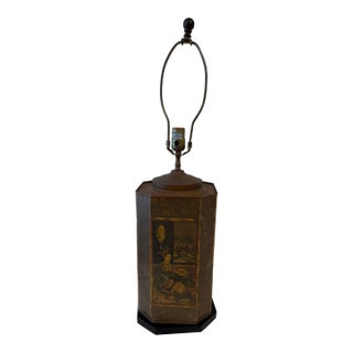 Vintage Champan Tea Canister Table Lamp in Chinoiserie Style For Sale
