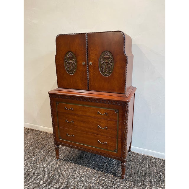 Vintage 1930s Cabinet With Green and Brass Accents - Art Deco/French For Sale - Image 4 of 10
