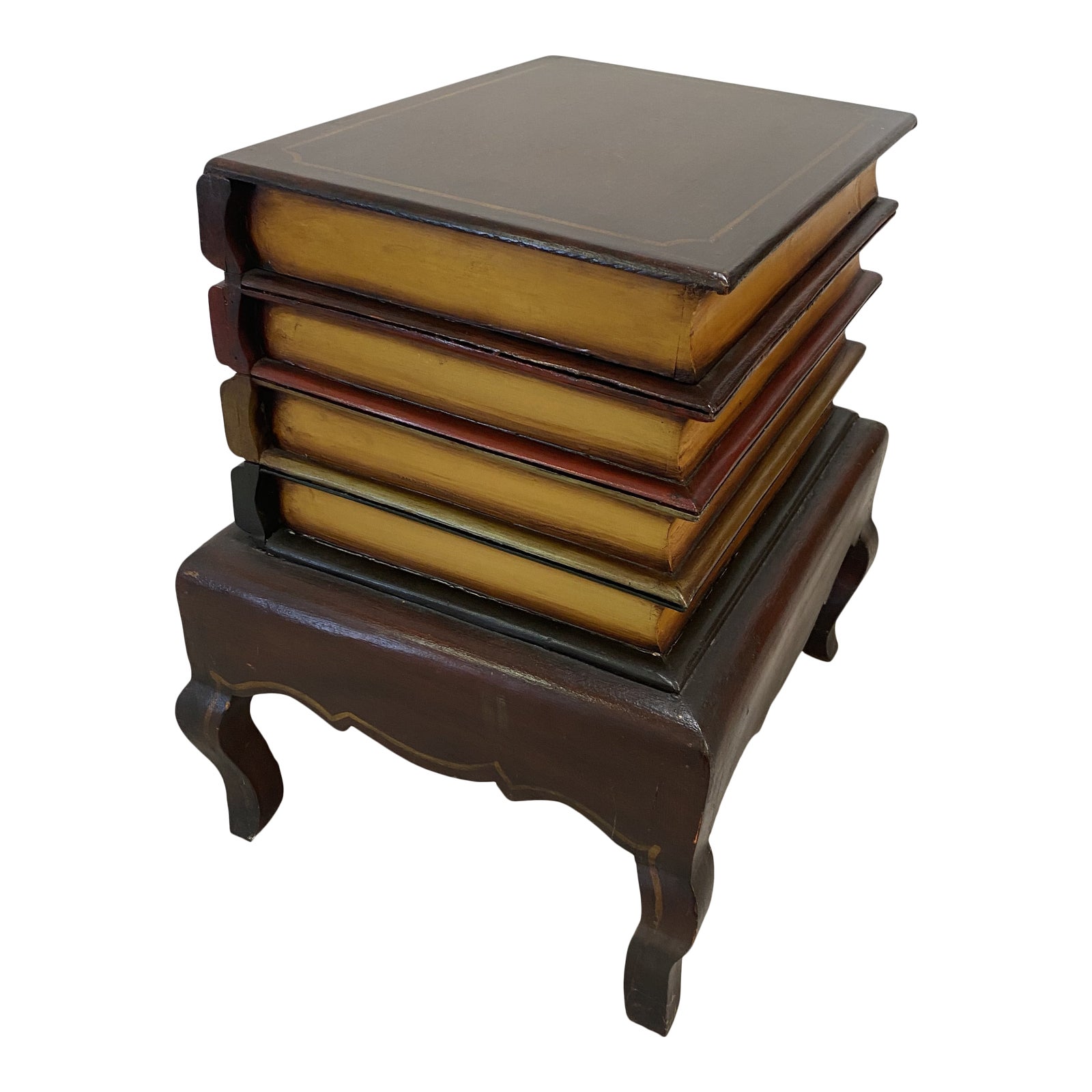 1980s Faux Books Stack End Table Chairish