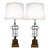 1930s French Empire Neoclassical Wire Urn Cage Brass Wood Table Lamps - a Pair For Sale