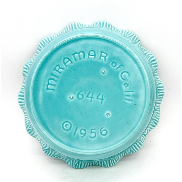 1956 Miramar of California Aqua / Turquoise Covered Serving Bowl – Mid-Century Modern / Coastal For Sale - Image 9 of 11