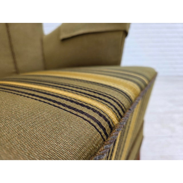 Danish Highback Armchair in Green Furniture Wool, 1960s For Sale - Image 12 of 18