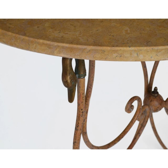 Italian Cream Marble & Wrought Iron Console by Cupioli For Sale - Image 4 of 5