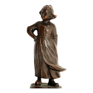 Antique Viennese Bronze Figure of a Dutch Girl Circa 1920 Johann Pilar Style