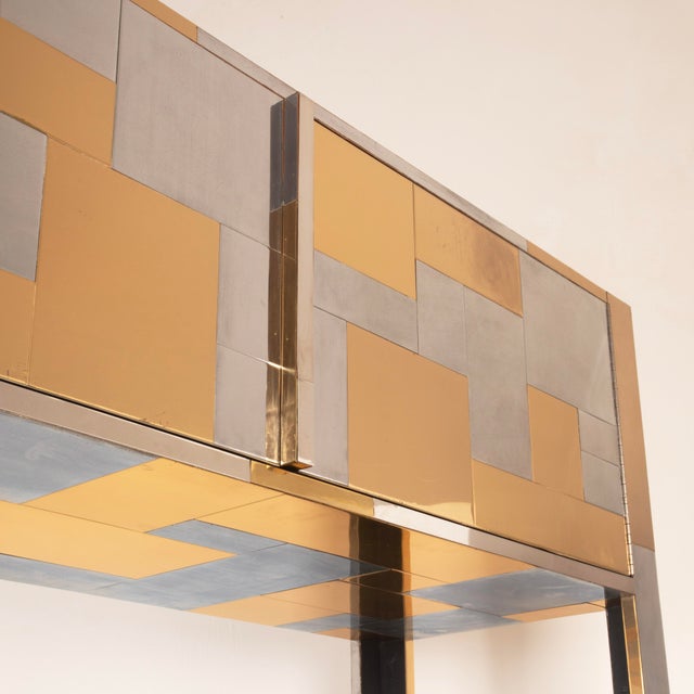 Cityscape Brass and Stainless Steel Bookcase by Paul Evans, 1971 For Sale - Image 10 of 18