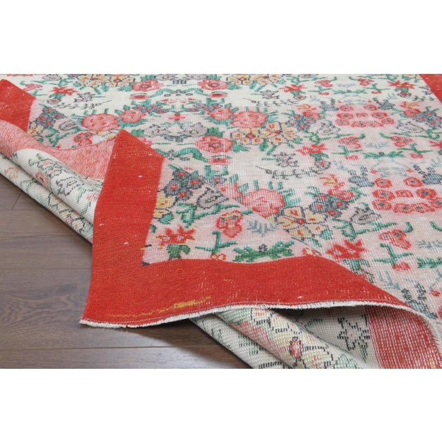 Vintage Turkish Oushak Handmade Wool Cotton Beige Area Rug For Sale - Image 9 of 11