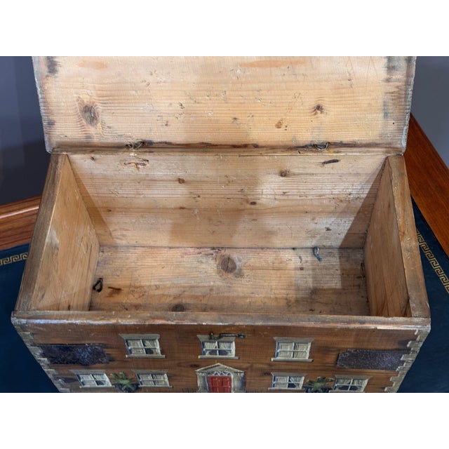 19th Century English Pine Box Hand-Painted as a Georgian Country House For Sale - Image 4 of 8