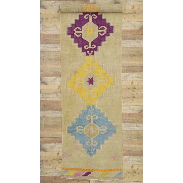 Vintage Turkish Oushak Hallway Rug Runner - 03'05 x 13'03 For Sale - Image 9 of 10