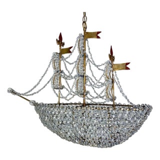 Redondo Crystal Beaded Ship Chandelier by Miamar Home For Sale