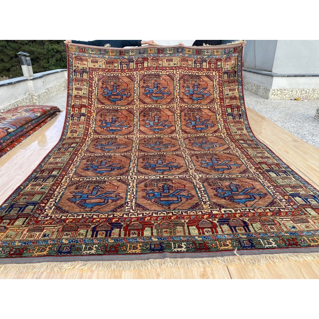 Vintage Ersari Wool Rug, Camel Bird Gul For Sale - Image 13 of 13