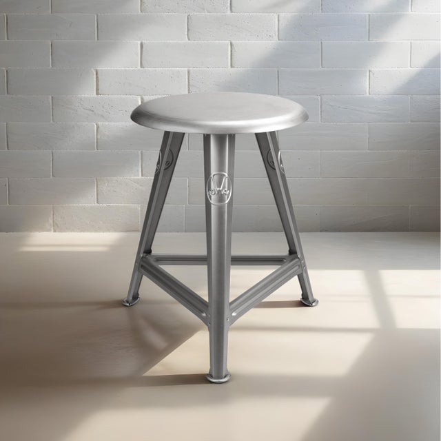 Contemporary Model 1S / 48 Stool in Naked Steel from Rowac For Sale - Image 3 of 7