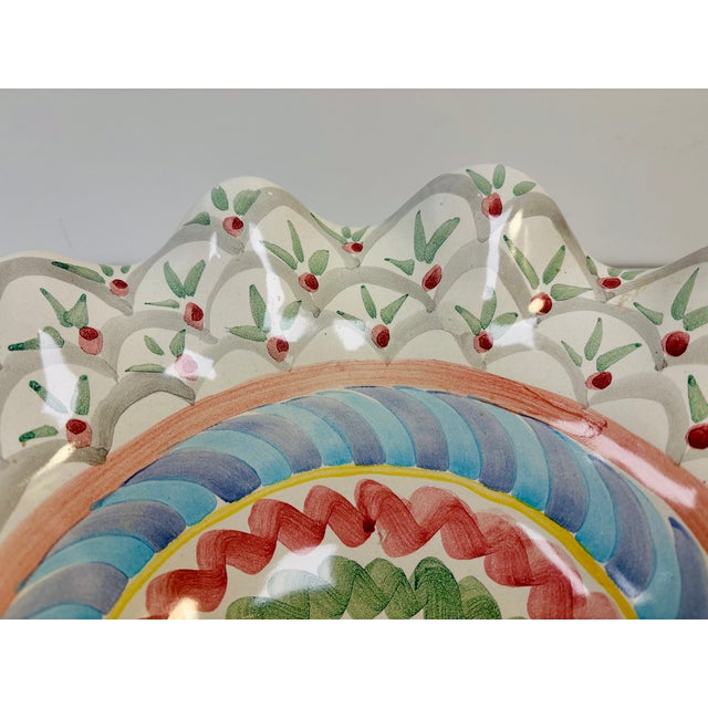 1990s Mackenzie Childs Fluted King Ferry Serving Bowl For Sale - Image 5 of 8