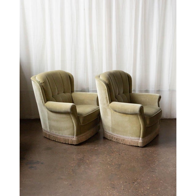 Pair of Danish Mid-Century Velour Lounge Chairs, 1970s For Sale - Image 10 of 13