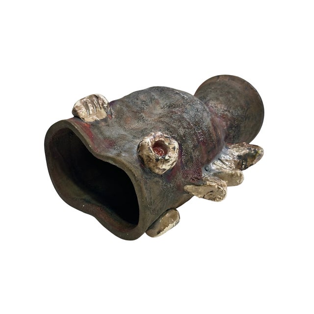 Vintage Studio Pottery Abstract Fish Vase For Sale - Image 4 of 7