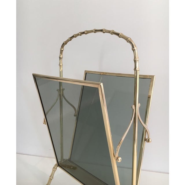 1940s Faux bamboo and bronze magazine rack by Maison Baguès For Sale - Image 6 of 12