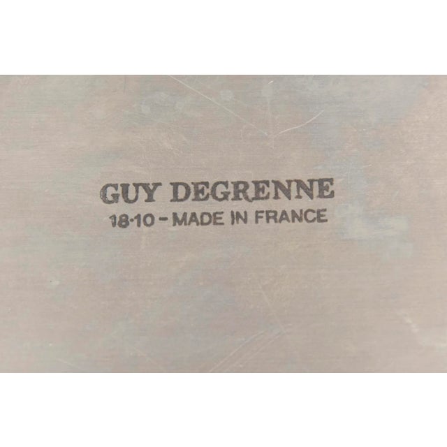 Signed Guy Degrenne French Burled Wood, Gold Plated Brass and Stainless Steel Square Tray For Sale - Image 9 of 11