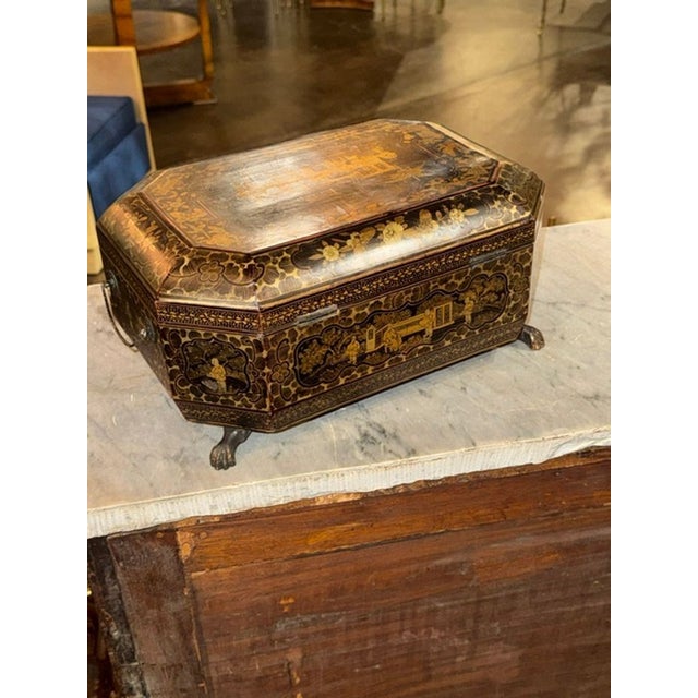 Black 19th C. English Chinoiserie Sewing Box For Sale - Image 8 of 8