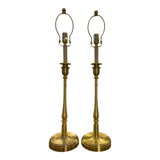 Ralph Lauren Brushed Gold Tall Buffet Lamps - a Pair For Sale