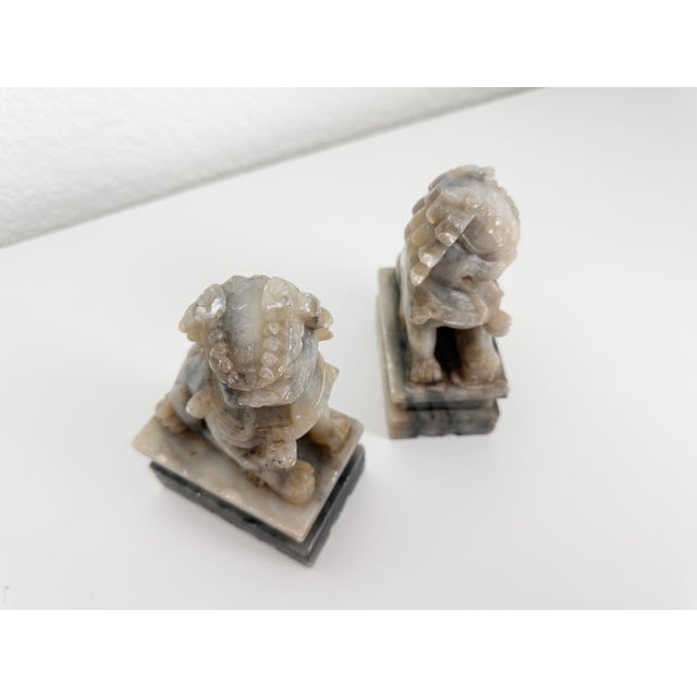 Vintage Carved Soapstone Chinese Foo Dogs- a Pair For Sale In Sacramento - Image 6 of 12