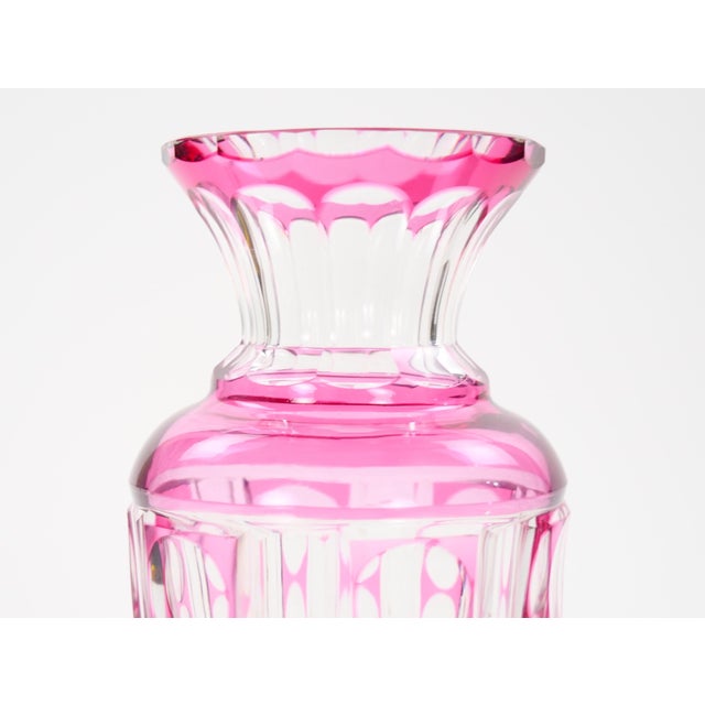 Mid-Century Modern Val Saint Lambert Pink Glass Vases Cut & Etched Decorated For Sale In New York - Image 6 of 10