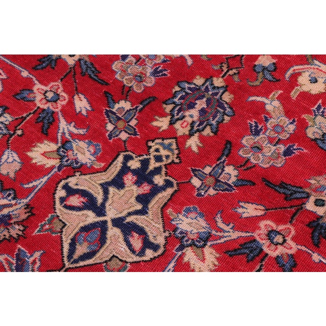 1980s Retro Persian Kashan Red/Blue Wool Rug - 9'9'' X 15'11'' For Sale - Image 5 of 10