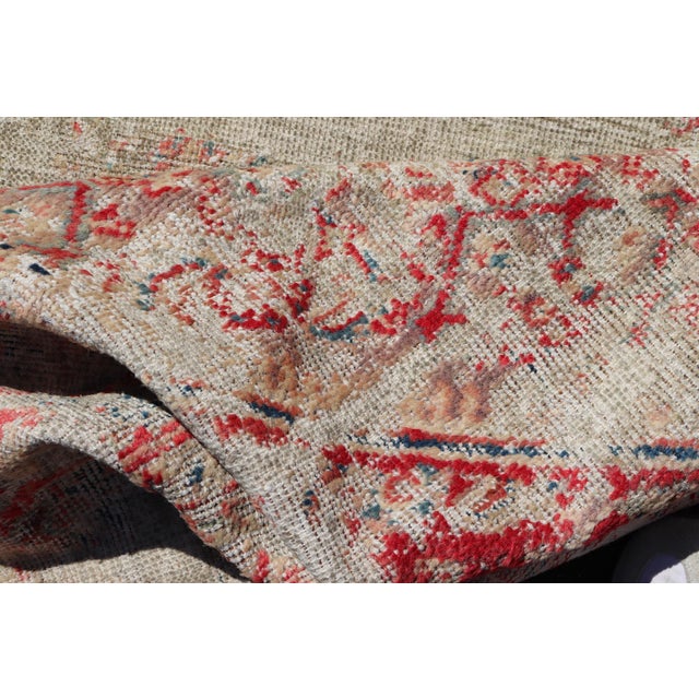 Distressed and Rustic Looking Antique Persian Mahal Rug With Red 5'2 X 6'5 For Sale - Image 12 of 14