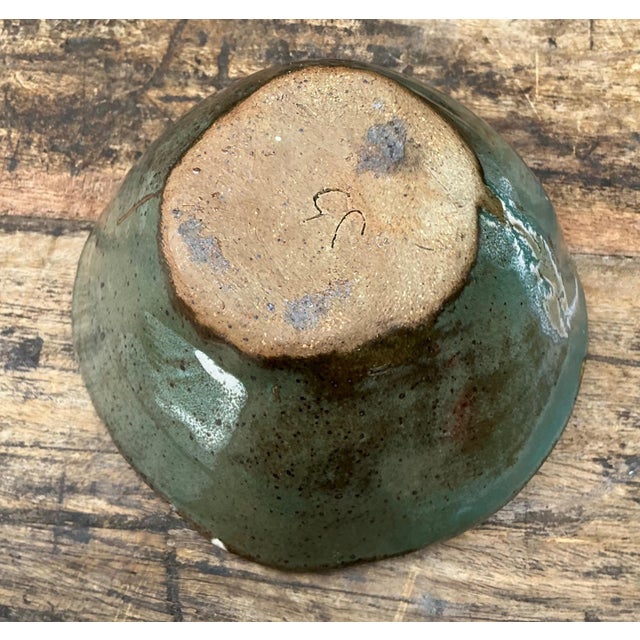 Vintage Green Glazed Studio Pottery Bowl For Sale - Image 14 of 15