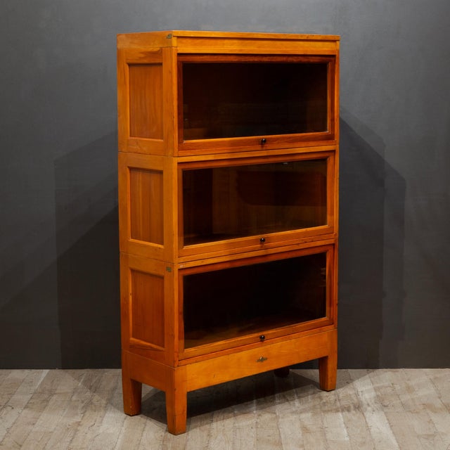 Industrial Antique Globe Wernicke 3 Stack Lawyer's Bookcase c.1910-1930 For Sale - Image 3 of 11