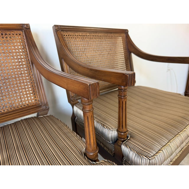 70's Vintage French Louis XVI Style Arm Accent Chairs - A Pair For Sale - Image 11 of 15