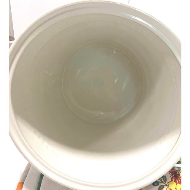 Ceramic 1970s Italian White Ceramic Planter Cachepot With Rings and Beaded Bands For Sale - Image 7 of 8