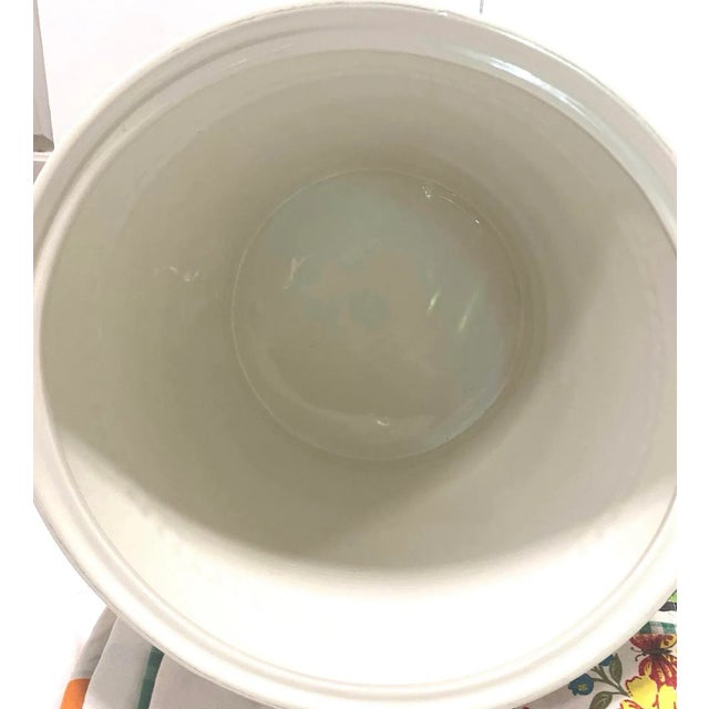 Ceramic Large 1970s Italian White Ceramic Cachepot Planter With Ring Handles & Beaded Bands For Sale - Image 7 of 8