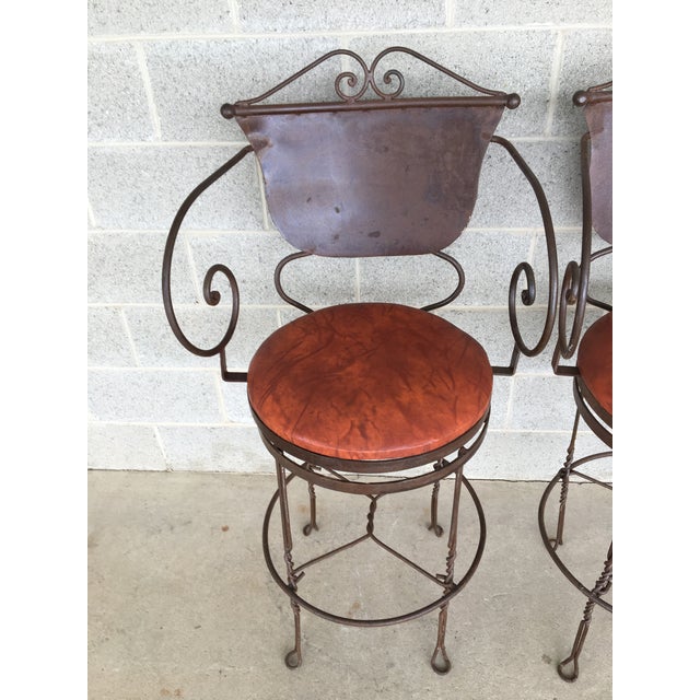 Vintage Wrought Iron Bistro Style Swivel Bar Stools Set of 4 Chairish