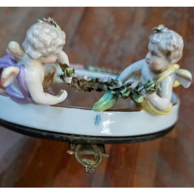 19th Century Dresden German Porcelain Mirror With Cherubs, Sitzendorf Mark For Sale - Image 16 of 17
